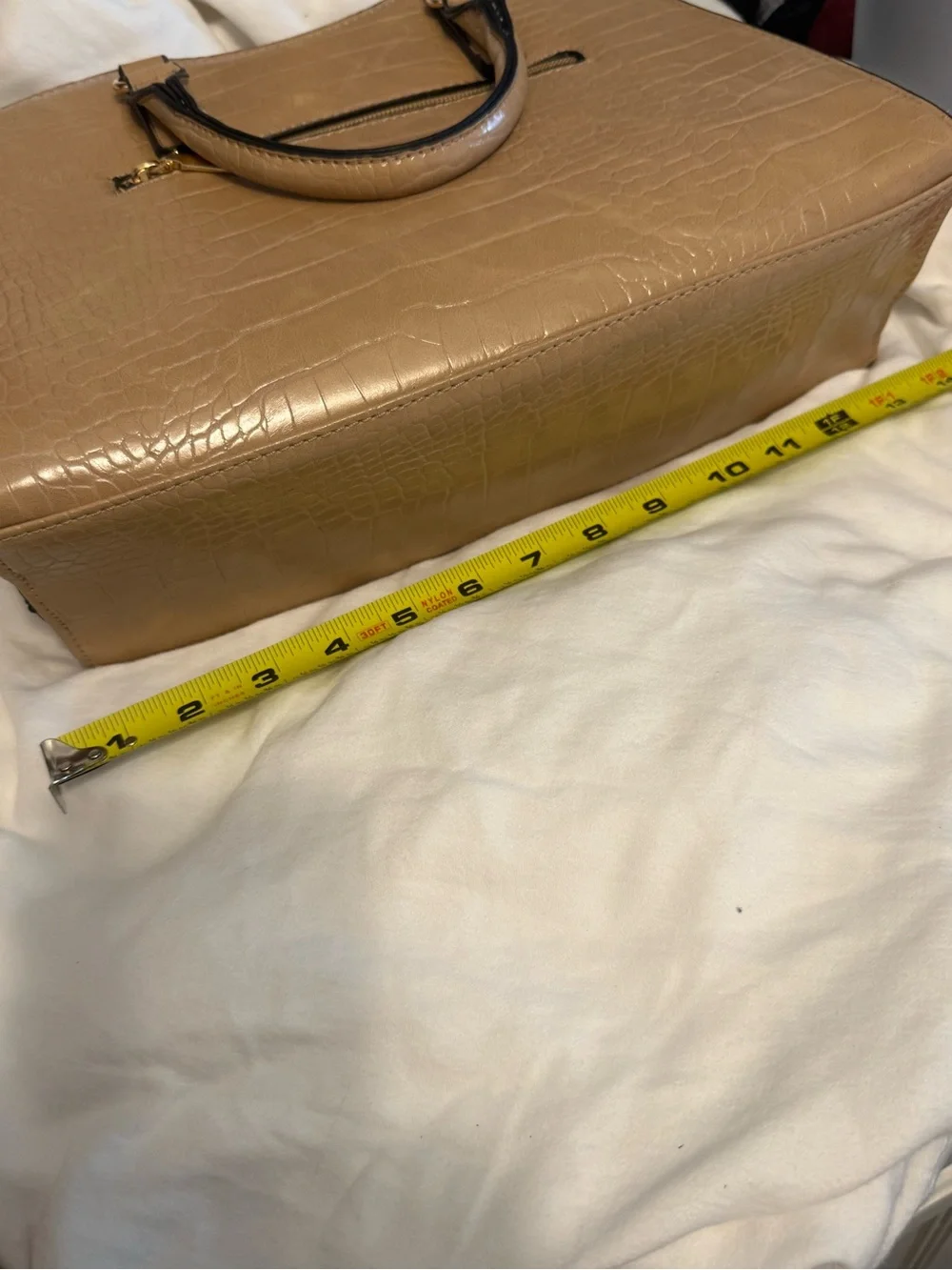 NWOT Structured Camel Croc-Embossed Satchel /Crossbody Fashion Bag